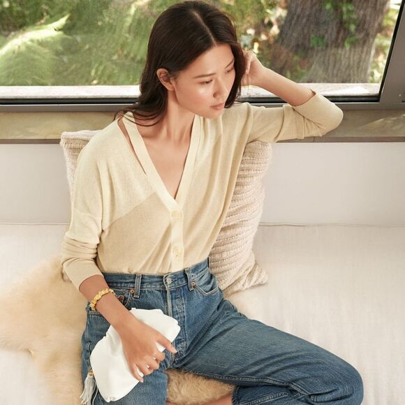 UNDERSTATED LEATHER Crescent Clutch in Ivory - Picture 7 of 12